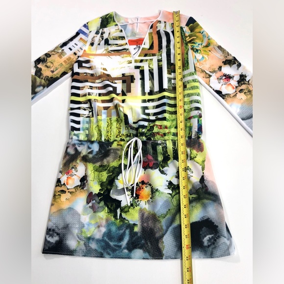 Clover Canyon Floral Maze Drawstring Mini Dress Multi Geometric Print - Picture 11 of 11